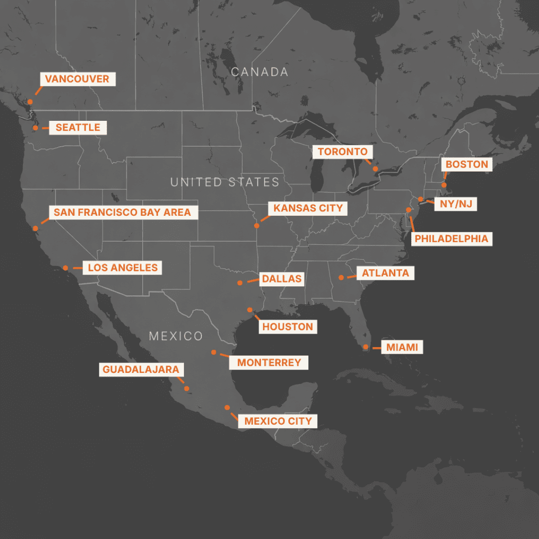 Map of World Cup Stadiums 2026​